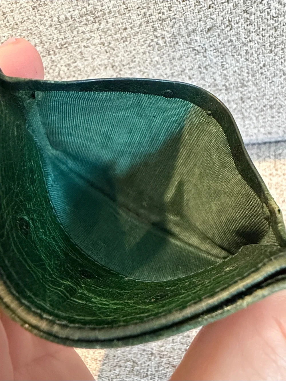 Prada Emerald Green Ostritch Card Case 1M0208 Y2K fair condition